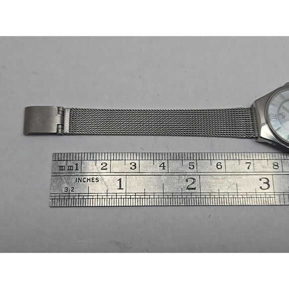 George Womens Petite Mesh Band Dress Watch Silver Tone White Dial New Batt Works - Picture 8 of 9